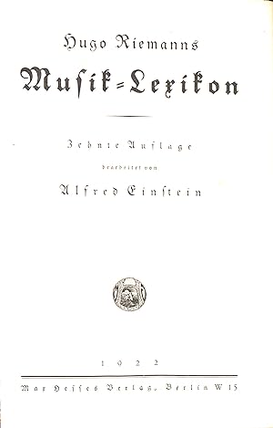 Seller image for Hugo Riemanns Musik Lexikon. for sale by WeBuyBooks