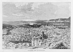Guanajuato landscape view in Mexico,Antique Historical Print