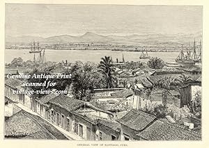 Santiago Cuba Landscape View,Antique Historical Print