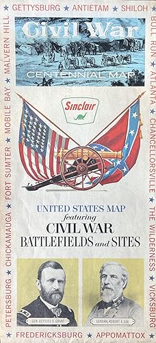 Civil War Centennial Map: United States Map Featuring Civil War Battlefields and Sites