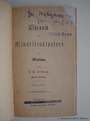 Bild des Verkufers fr Chronik des Minoritenklosters in Brilon. 2. Aufl. zum Verkauf von Antiquariat Hans-Jrgen Ketz