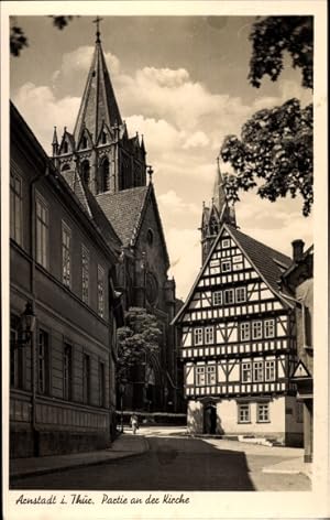 Imagen del vendedor de Ansichtskarte / Postkarte Arnstadt in Th�ringen, an der Liebfrauenkirche, Fachwerkhaus a la venta por akpool.de - akpool GmbH
