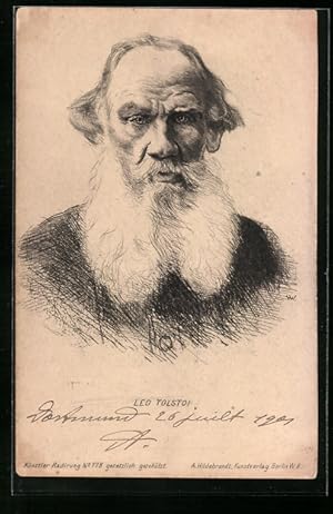 Bild des Verkufers fr Ansichtskarte Leo Tolstoi, Portraitzeichnung zum Verkauf von Bartko-Reher