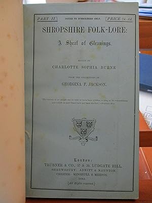 Image du vendeur pour SHROPSHIRE FOLK-LORE A Sheaf of Gleanings PART II mis en vente par SEVERNBOOKS