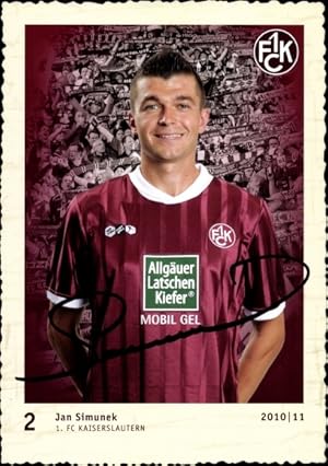 Bild des Verkufers fr Sammelbild Fuballspieler Jan Simunek, 1. FC Kaiserslautern, Autogramm zum Verkauf von akpool GmbH