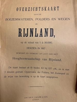 Overzichtskaart van de boezemwateren, polders en wegen in Rijnland op de schaal van 1 a 50.000 he...