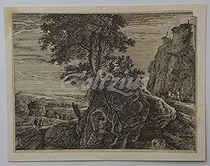 Landscape with a large tree and villa