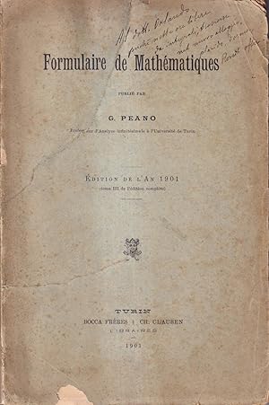 Formulaire de Mathématiques - édition de l'an 1901 (tome III de l'édition complète)