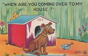 Bild des Verkufers fr dog postcard: When Are You Coming Over to My House? zum Verkauf von Mobyville