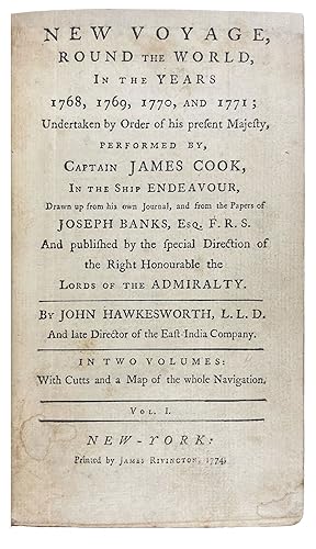 Seller image for A New Voyage, Round the World, In the Years 1768, 1769, 1770, and 1771; undertaken by order of his present Majesty, performed by, Captain James Cook, in the ship Endeavour, drawn up from his own journal, and from the papers of Joseph Banks for sale by Donald A. Heald Rare Books (ABAA)