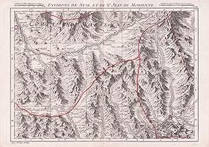 Bild des Verk�ufers f�r "Environs de Suse et de St. Jean de Morienne" - Susa Modane Saint-Jean-de-Maurienne Piemonte Italia Savoie Savoia Auvergine France Karte map zum Verkauf von Antiquariat Steffen V�lkel GmbH