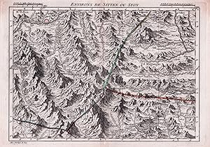 "Environs de Sitten ou Syon" - Sion Sitten Wallis Valais Suisse Schweiz Switzerland Karte map