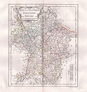 "Haut et Bas Rhin, Franconie, Souabe." - Rhein Rheinland Franken Schwaben Württemberg Hessen Kart...