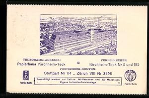 Bild des Verkufers fr Ansichtskarte Kirchheim-Teck, Papierhaus Otto Ficker zum Verkauf von Bartko-Reher