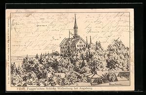 Bild des Verk�ufers f�r K�nstler-Ansichtskarte Augsburg, F�rstl. Fugger'sches Schloss Wellenburg zum Verkauf von Bartko-Reher