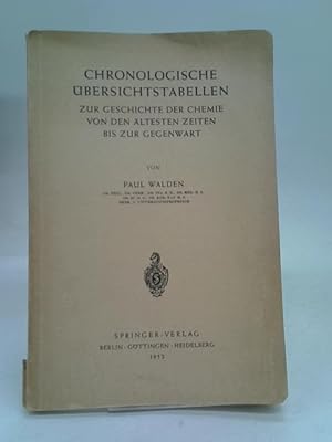 Imagen del vendedor de Chronologische Ubersichtstabellen Zur Geschichte Der Chemie Von Den Altesten Zeiten Bis Zur Gegenwart. a la venta por World of Rare Books