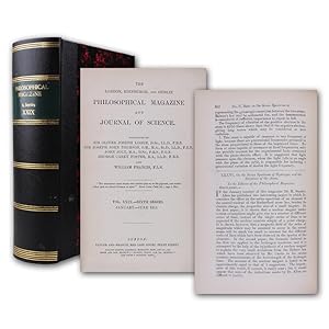 Bild des Verkufers fr On the series spectrum of hydrogen and the structure of the atom. SS. 332-335. In: Philosophical Magazine and Journal of Science. 6th series. Vol. 29. zum Verkauf von Antiquariat Gerhard Gruber