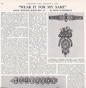 Bild des Verkufers fr Royal Wedding Jewellery. Several pictures and accompanying text, removed from an original issue of Country Life Magazine, 1981. zum Verkauf von Cosmo Books