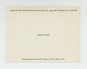 Exhibition card: Donald Judd (opens 8 March 1973)