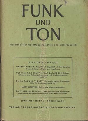 Seller image for Funk und Ton. Jahrgang 1948, Nr. 6. for sale by Ant. Abrechnungs- und Forstservice ISHGW