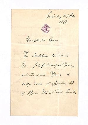 Bild des Verkufers fr Eigenh. Brief mit U. "KFischer". zum Verkauf von Eberhard Kstler Autographen&Bcher oHG