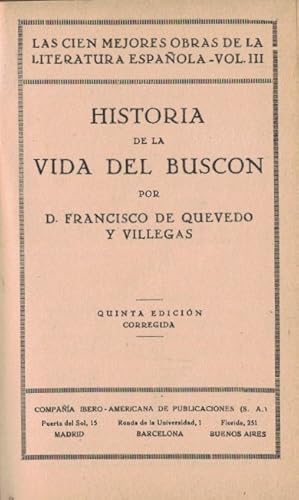 Imagen del vendedor de HISTORIA DE LA VIDA DEL BUSCN a la venta por Librera Torren de Rueda