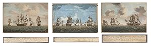 Seller image for Three circa 1760-65 hand-coloured Naval battles hand-coloured engravings for sale by Lord Durham Rare Books (IOBA)