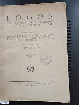 Seller image for Logos. Internationale Zeitschrift fr Philosophie der Kultur Band 18 Heft 2 for sale by Windau Antiquariat