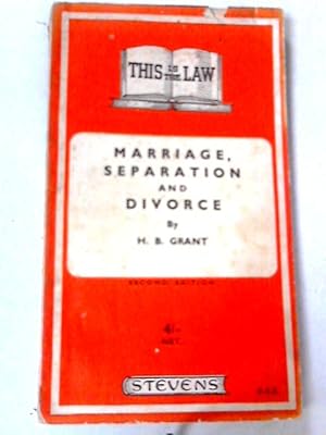 Imagen del vendedor de Marriage, Separation and Divorce a la venta por World of Rare Books