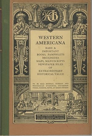 Bild des Verkufers fr WESTERN AMERICANA AN EXTRAORDINARY COLLECTION DEALING WITH THE LOCAL HISTORY AND MARCH OF EVENTS LYING WITHIN THE OHIO AND MISSISSIPPI VALLEYS AND WESTWARD TO THE PACIFIC OCEAN. zum Verkauf von Andrew Cahan: Bookseller, Ltd., ABAA