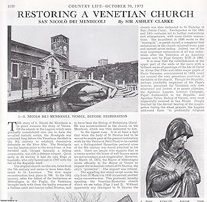 Imagen del vendedor de San Nicolo dei Mendicoli: Restoring a Venetian Church. Several pictures and accompanying text, removed from an original issue of Country Life Magazine, 1975. a la venta por Cosmo Books