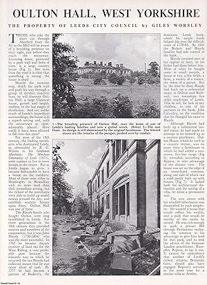 Bild des Verkufers fr Oulton Hall, West Yorkshire. The Property of Leeds City Council. Several pictures and accompanying text, removed from an original issue of Country Life Magazine, 1987. zum Verkauf von Cosmo Books