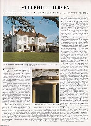 Seller image for Steephill, Jersey. The Home of Mrs T. R. Shepherd Cross. Several pictures and accompanying text, removed from an original issue of Country Life Magazine, 1990. for sale by Cosmo Books