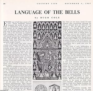 Bild des Verkufers fr Language of the Bells; the Art of Campanology. Several pictures and accompanying text, removed from an original issue of Country Life Magazine, 1987. zum Verkauf von Cosmo Books