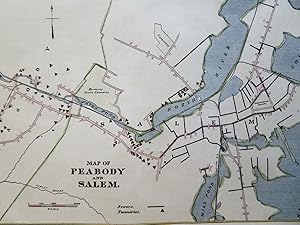 Peabody & Salem Massachusetts City Plan Sewers Tanneries c. 1910 Houghton map
