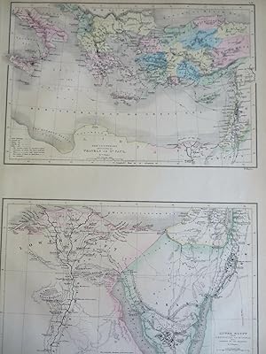 Biblical Travels St. Paul & Israelites Egypt Greece Anatolia 1853 Hall map