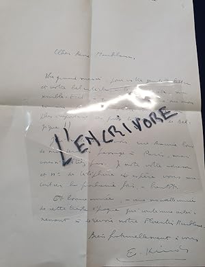 Lettre autographe signée de Edmond Kinds - Janvier 1958