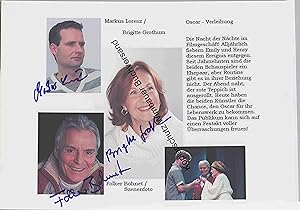 Seller image for Original Autogramm Brigitte Grothum & Folker Bohnet & Markus Lorenz /// Autogramm Autograph signiert signed signee for sale by Antiquariat im Kaiserviertel | Wimbauer Buchversand