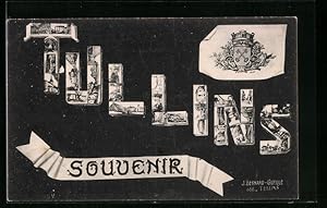 Passepartout-Carte postale Tullins, vues de rues, armoiries