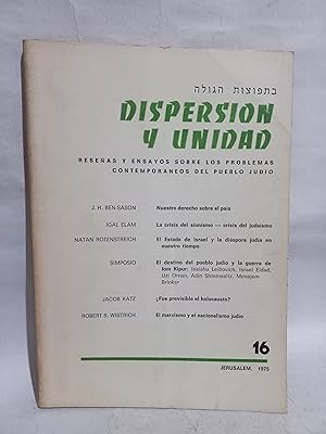 Imagen del vendedor de Dispersion y Unidad N16 a la venta por Libros de Ultramar Alicante