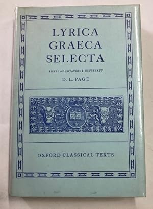 Imagen del vendedor de Lyrica Graeca Selecta. a la venta por Plurabelle Books Ltd