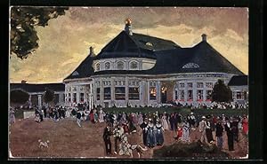 Bild des Verkufers fr Knstler-Ansichtskarte Claus Bergen: Mnchen, Ausstellung 1908, Hauptrestaurant zum Verkauf von Bartko-Reher