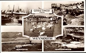 Imagen del vendedor de Ansichtskarte / Postkarte Weymouth South West England, Swans, S.S. St. Patrick in Harbour, White Horse, Wishing Well a la venta por akpool GmbH