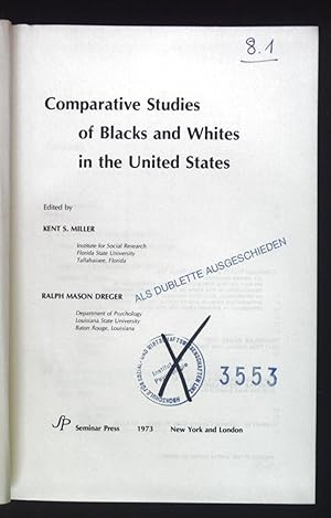 Seller image for Comparative Studies of Blacks and Whites in the United States. for sale by books4less (Versandantiquariat Petra Gros GmbH & Co. KG)