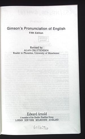 Immagine del venditore per Gimson's Pronunciation of English . venduto da books4less (Versandantiquariat Petra Gros GmbH & Co. KG)