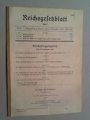 Reichsbürgergesetz. (und) Gesetz zum Schutz des deutschen Blutes und der deutschen Ehre. Vom 15. ...