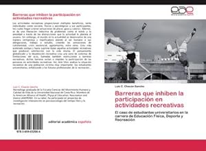 Imagen del vendedor de Barreras que inhiben la participacin en actividades recreativas a la venta por BuchWeltWeit Ludwig Meier e.K.