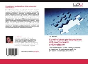 Seller image for Condiciones pedaggicas del profesorado universitario for sale by BuchWeltWeit Ludwig Meier e.K.