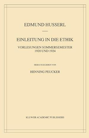 Image du vendeur pour Einleitung in die Ethik mis en vente par BuchWeltWeit Ludwig Meier e.K.