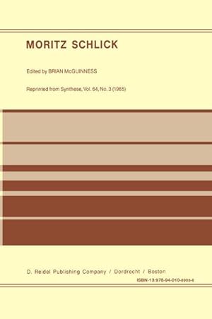 Image du vendeur pour Moritz Schlick mis en vente par BuchWeltWeit Ludwig Meier e.K.